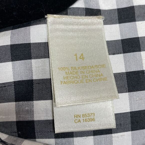 Emma & James Black & White Gingham Silk Sleeveless Top Size 14 - Picture 5 of 7